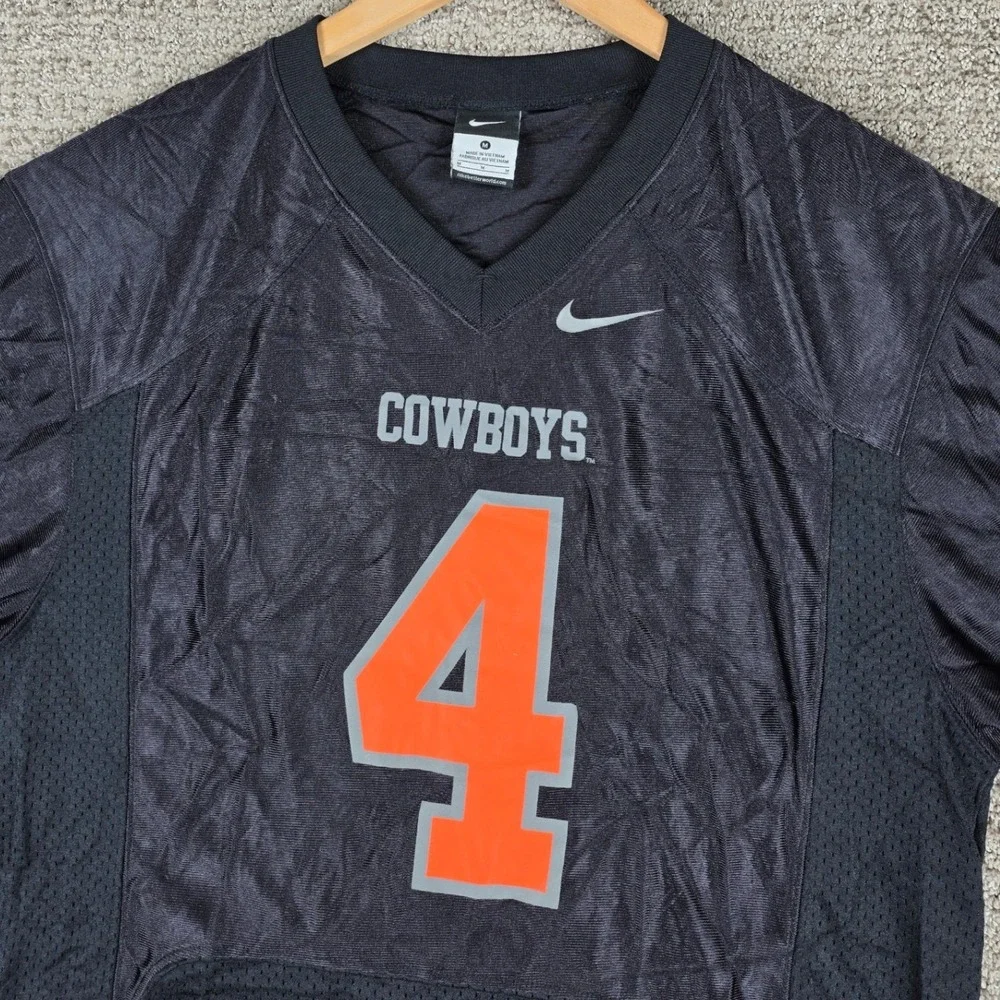 Nike Oklahoma State Cowboys #4 Football Jersey Mens Medium Black Orange Mesh - Picture 3 of 8